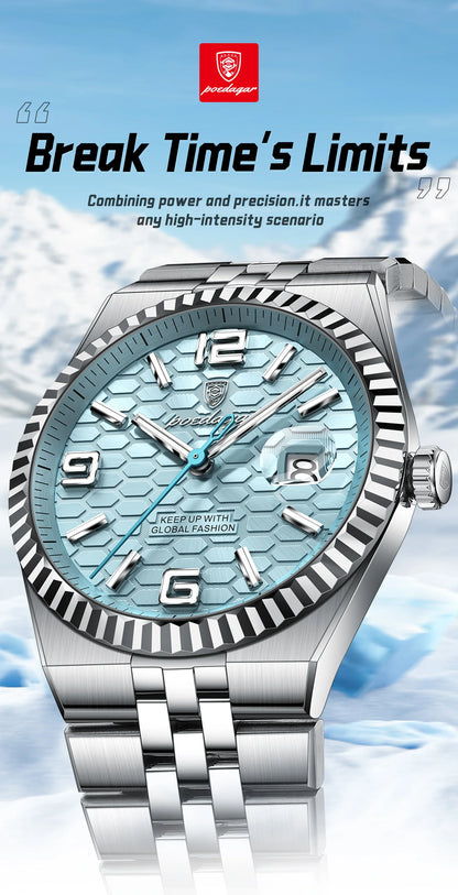 POEDAGAR High Quality Original Men Clock Waterproof Luminous Date Luxury Man Watch Stainless Steel Quartz Men's Watches Male+Box