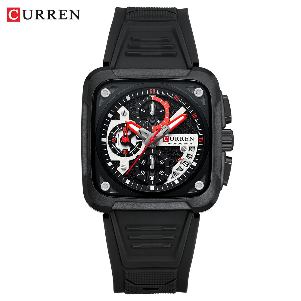 Top Brand CURREN Men's Watches Luxury Square Quartz Wrist Watch Original Waterproof Luminous Chronograph Watch for Men Relogio