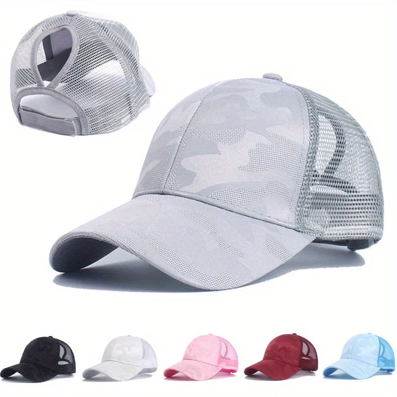 Baseballkasketter til kvinder med hestehale, forår/sommer, solhat i netstof, løbekasket med snapback, justerbar til kvinder og piger, udendørs kasketter med skygge