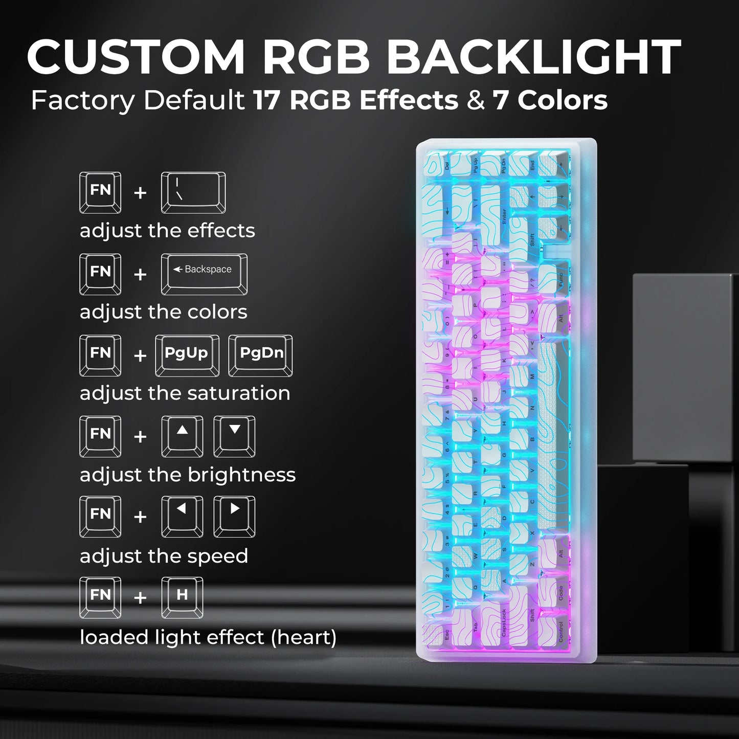 XVX M67 JadeStone Mechanical Keyboard With IMD-Tech Keycaps Hot Swappable Gasket Tri-Mode Custom RGB Wireless Keyboard 65%