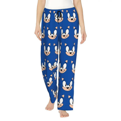 Custom Women Soniced Pajama Pants Printed Hedgehog Game Sleep Sleepwear Bottoms with Pockets