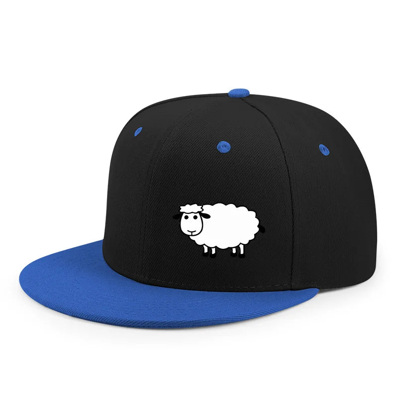 Unisex Adjustable Baseball Cap - Street Style Flat Brimmed Sheep Pattern Hat Casual Versatile And Personalized Hat