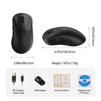 Rapoo VT3Pro GEN-1 Wireless Gaming Mouse 59g Lightweight 8KHz Polling Rate 26000DPI 9 Programmable Buttons Optical Sensor