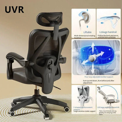 UVR Gaming Computer Chair Mesh Breathable Staff Chair Ergonomic Design Armrest Chair Sitting Comfor THome Office Chair Furniture