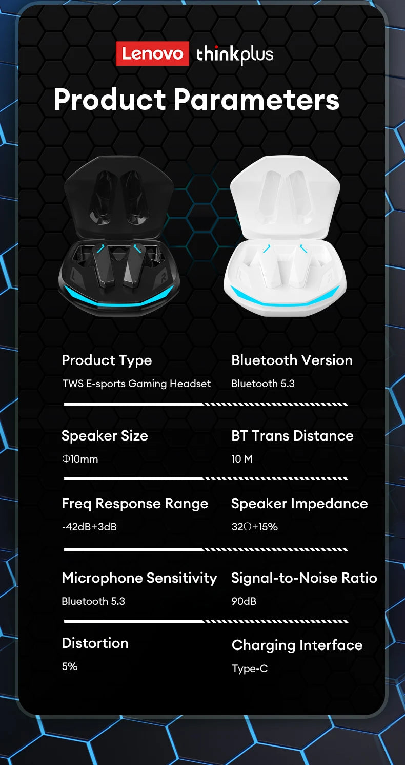 5PCS Original Lenovo GM2 Pro  TWS Wireless Headphones Sliding Cover Gaming Earphone Bluetooth 5.3 Sport Earbuds Music Headsets