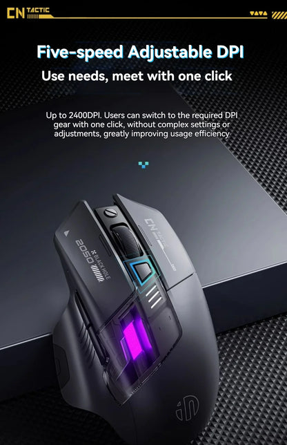 Inphic A9 Explorer V2 Three-mode Gaming Mouse Indicator DPI Adjustable Macro-driver Ergonomics 12000DPI 1000Hz rate of return