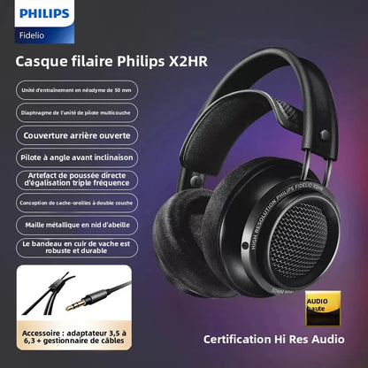 Original Philips X2HR Fidelio HiFi Stereo Head-mounted Headphones Comfort Music Wired Headset Computer Monitor Gaming Earphones