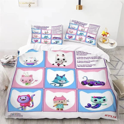 Gabby's Dollhouse 3D Printed Duvet Case Pillowcase Bedding Set Twin Full King for Kids Adults Bedroom