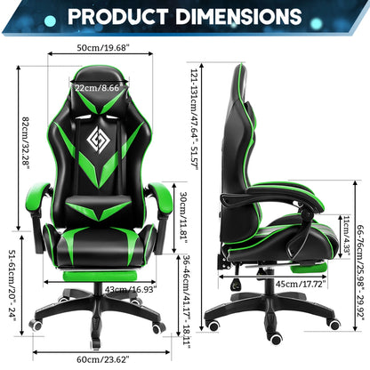 Gaming Chair with Massage Ergonomic Computer Chair Footrest and Lumbar Support Reclining PC Game Chair Adjust Armrest Headrest