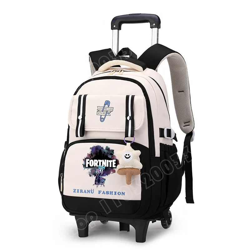 Fortnite Student Rolling Backpack Large Capacity Waterproof Lightweight Design Minimalist Laptop School Bag Casual Travel Bag