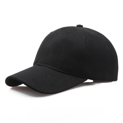 Boné de basebol preto de cor lisa, snapback ajustável, estilo casual hip-hop, para homem e mulher, unissexo
