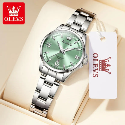OLEVS 3668 Women Watch Luxury Original Waterproof Stainless Steel Quartz Watch Roman Automatic Date Women Watch Reloj Para Mujer