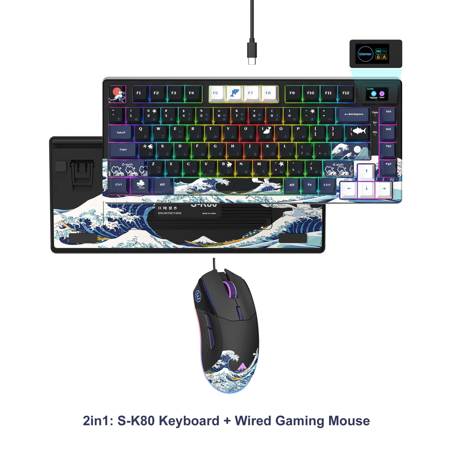 Womier S-K80 Keyboard Liquid 75% Hot Swap Keyboard with Color OLED Display Mechanical Gaming Keyboard Gasket Mount RGB for Windo