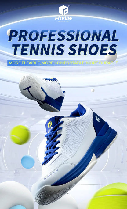 Zapatillas de tenis FitVille para hombre, versión ancha 2E, calzado deportivo profesional de entrenamiento, transpirable y antideslizante, para deportes de raqueta, con soporte para el arco plantar
