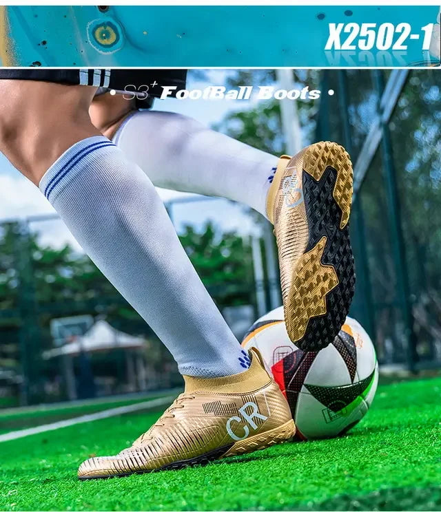 Kinder-Fußballschuhe mit Zehenschutz, Schnürverschluss, kurzen rutschfesten Stollen, strapazierfähig und atmungsaktiv, für Outdoor-Spiele auf Rasen