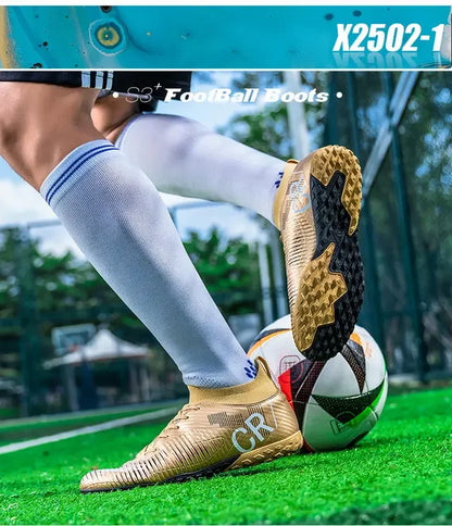 Kinder-Fußballschuhe mit Zehenschutz, Schnürverschluss, kurzen rutschfesten Stollen, strapazierfähig und atmungsaktiv, für Outdoor-Spiele auf Rasen