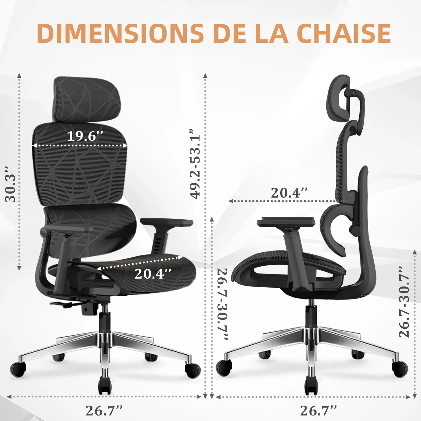 Ergonomic Office Chair Lumbar Support & Neck Pillow Soft Padded Armrests Breathable Mesh Multi-Position Height Adjustment Comfor