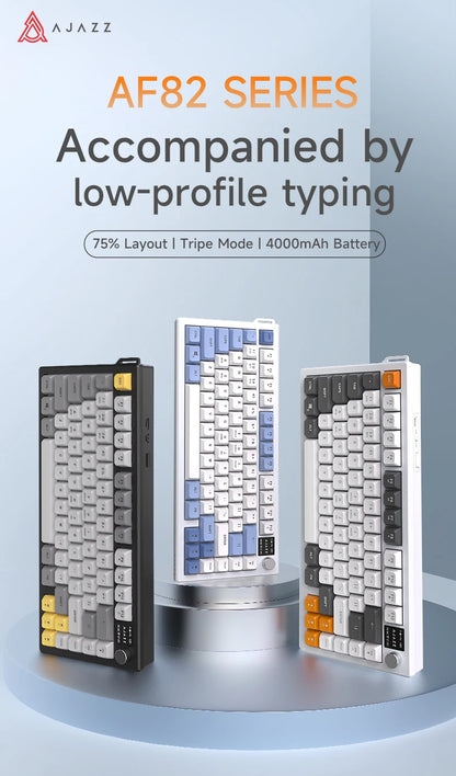 AJAZZ AF82 Office Low Profile Keyboard RGB Wired/Wireless Gaming Keyboard 75% Layout 82 keys 4000mAh Battery for Win/Mac