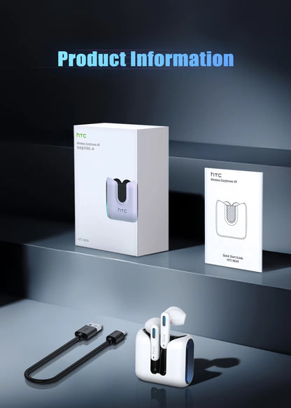 Auriculares Bluetooth HTC NE49 6.0 True Wireless Earbuds Gaming HiFi Deep Bass Lightweight Cool Design IPX5 Waterproof Choice