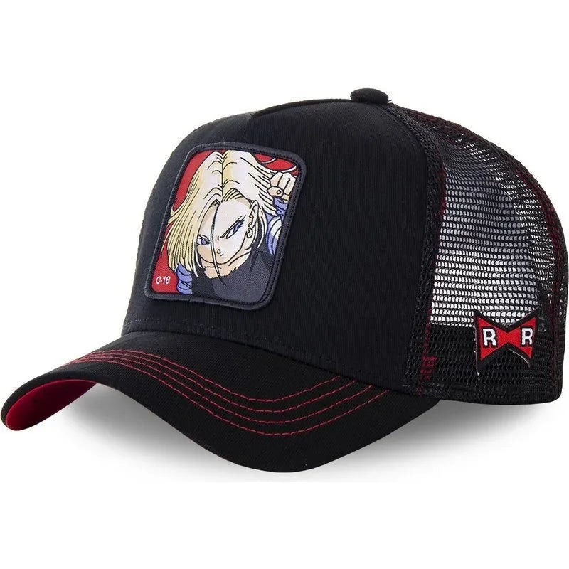 Dragon Ball Buu Goku Cap Summer Travel Peaked Cap Men's Embroidery Hip-Hop Cap Style Sun Visor Adjustable Trucker Mesh Cap