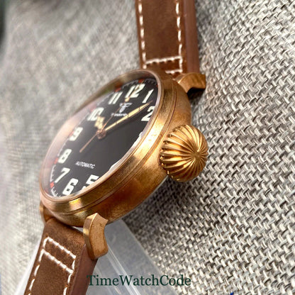 Tandorio 47mm NH35 Diver Men's Automatic Watch CUSN8 Solid Bronze or 316L Steel Case 10ATM Sapphire Crystal Black Dial
