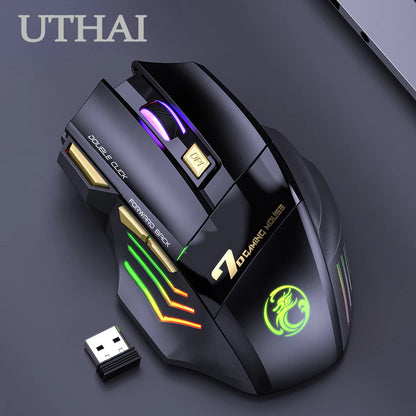 UTHAI GW-X7 Laptop accessories 7-key double tap free 2.4G silent rechargeable colorful breathing light wireless gaming mouse