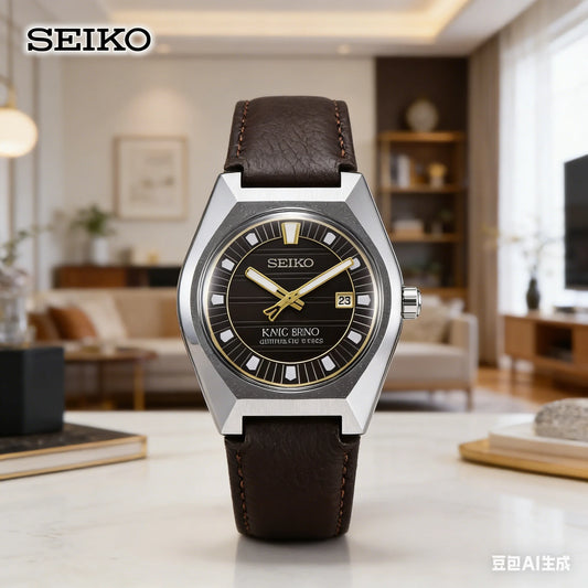 Seiko Men's and Women's Automatic Mechanical Watch Fashion High Quality Leather Strap Calendar Waterproof Couple's Watch