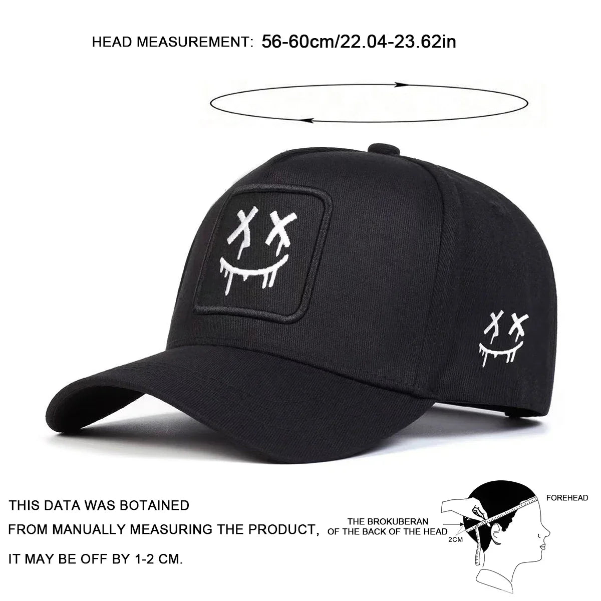 Unisex XX Smiling Face Embroidery Baseball Caps Spring Autumn Outdoor Adjustable Casual Hats Sunscreen Hat Sports Cap
