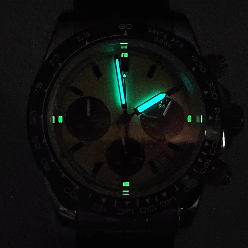 20 Colors dress 39mm Quartz Chronograph Sapphire Crystal Stainless Luminous Men's Watch VK63 Movement Calendar Strap