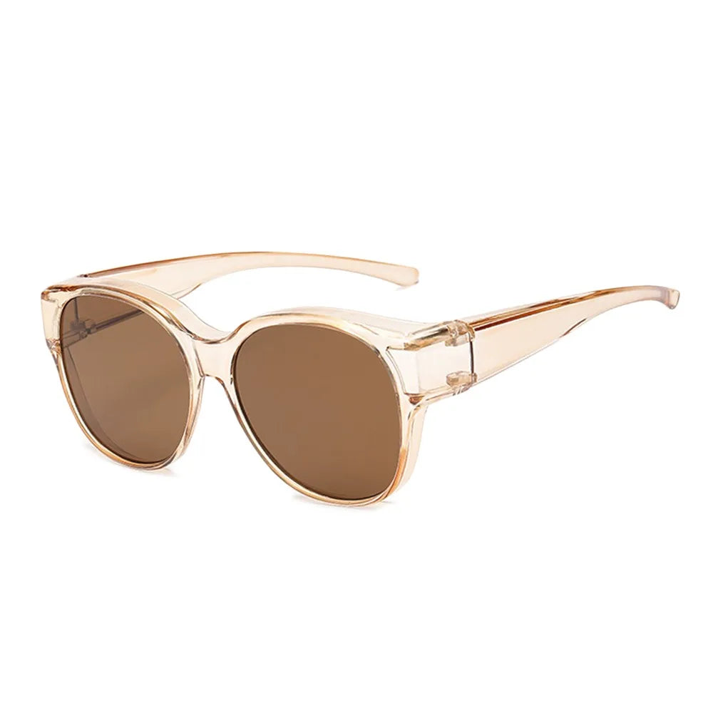 Summer UV Protection Driving Sunglasses Y2K Round Frame Wear Over Glasses Retro Fit Over Sunglasses for Women Men
