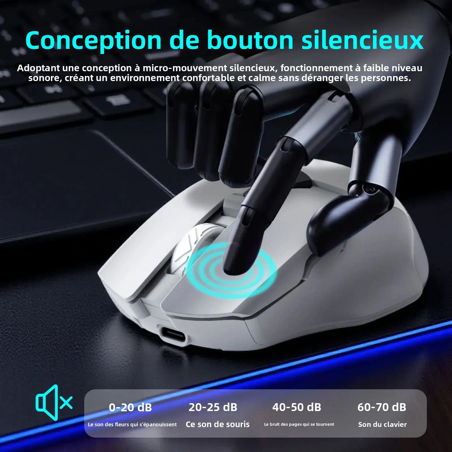 Wireless Bluetooth Mouse with Digital Battery Display, Silent Ergonomic Mouse for PC Laptop Gaming, 2.4G/Bluetooth 5.0