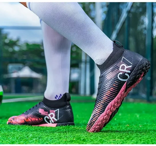 Kinder-Fußballschuhe mit Zehenschutz, Schnürverschluss, kurzen rutschfesten Stollen, strapazierfähig und atmungsaktiv, für Outdoor-Spiele auf Rasen