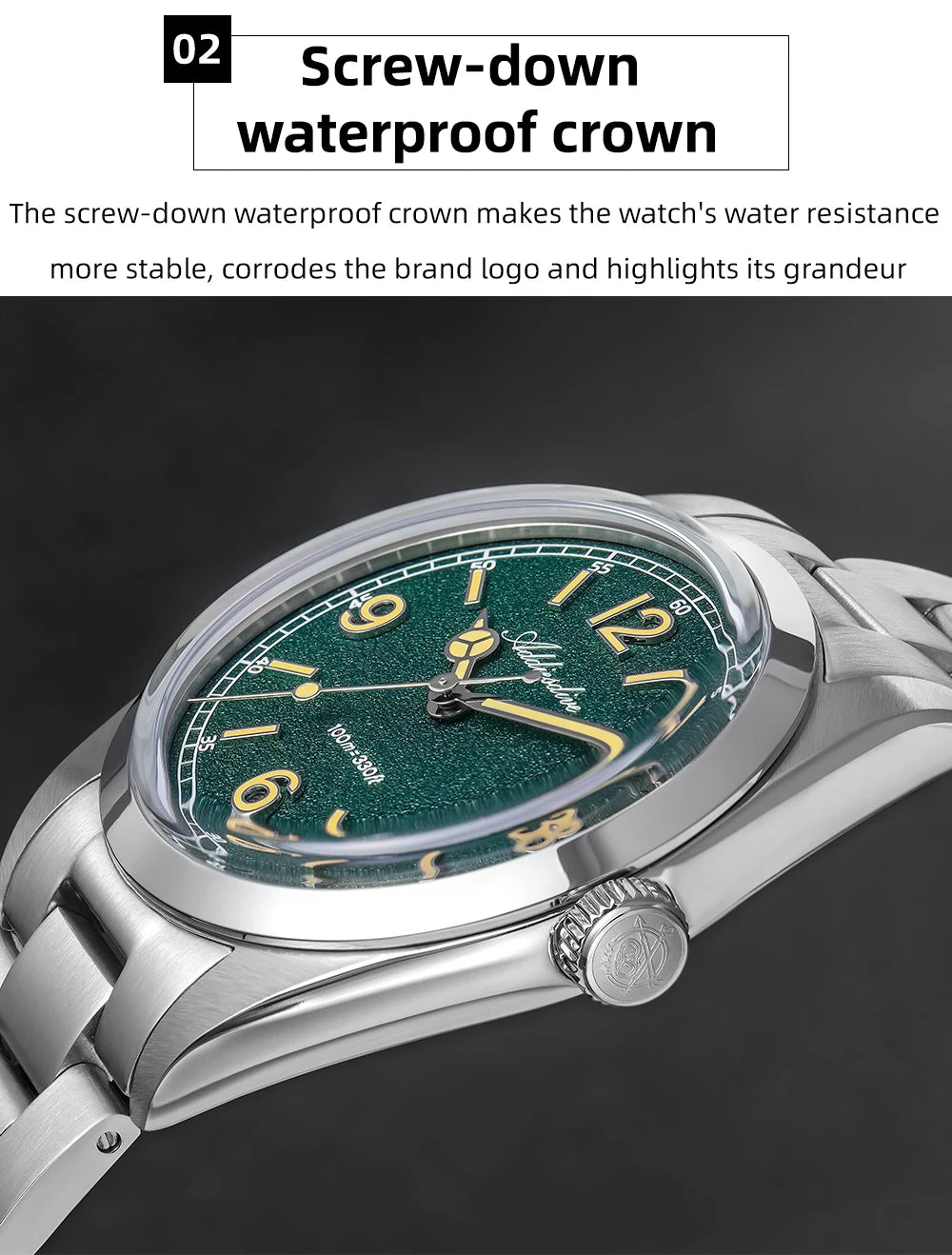 ADDIESDIVE 36mm Bestseller-Herrenuhr AD2518 mit gewölbtem Spiegelglas, 316L-Edelstahl, Herrenuhr, 100m wasserdichte Quarzuhr