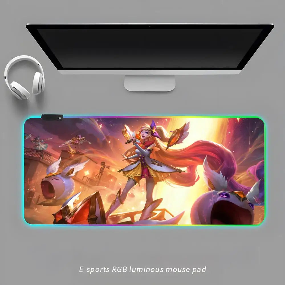 A-S-SeraphineS-ES Mouse Pad RGB Gaming Mouse Pad Desk Mat HD Gamer Large LED Light XXL MousePads