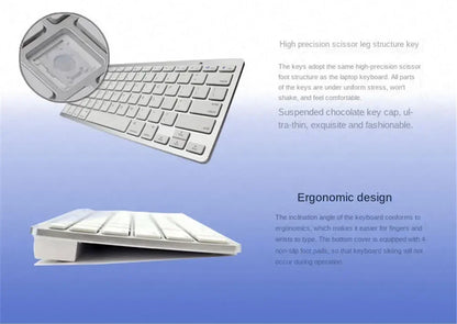 Mini Bluetooth Wireless Keyboard - 78 Keys Portable for PC/Tablet/Smartphone, Compatible with iPad, Compact Design forOffice