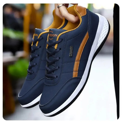 Leather Sneakers for Men, Casual Shoes, Soft Sole, Outdoor Walking Shoes, Sports, Four Seasons