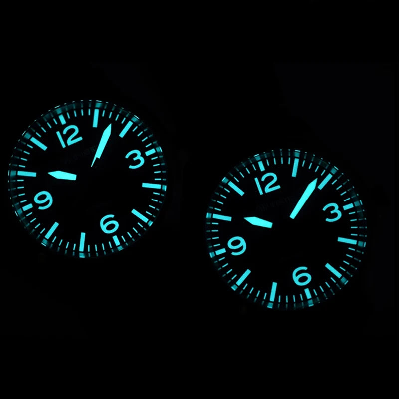 Milifortic Military Watch 39mm NH38 Automatic Mechanical Movement Retro Sapphire Crystal BGW9 Lume Leather Strap 10Bar Watch Men