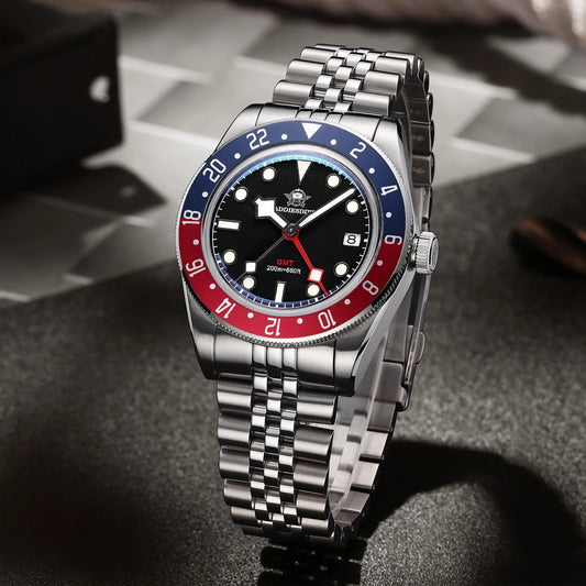 ADDIESDIVE Luxury GMT515-24H Men's Watch Diver 200m Bubble Mirror Glass BGW9 Super Luminous Stainless Steel Men's Analog Watches