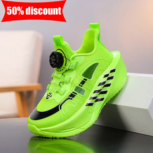 Childrens Running Shoes Comfortable Mesh Boys Outdoor Training Shock-absorbing Tennis Shoes New Hollow Breathable Casual Shoes