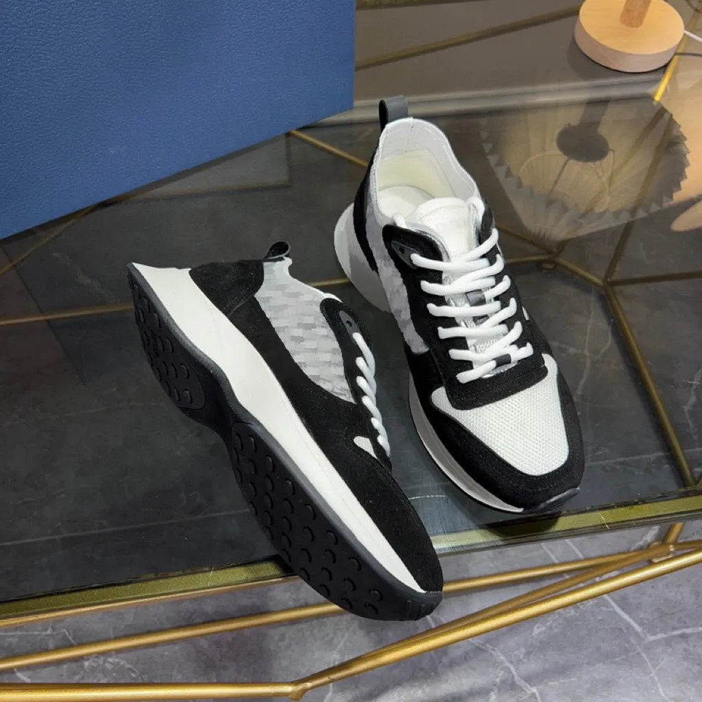 Low-Top Casual Men's Sneakers Fashionable Sport Shoes Comfortable Walking Shoes Men's Footwear Breathable Leather Upper
