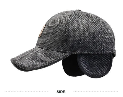 Baseball Cap Woolen Knitted Winter Ear Cover Baseball Cap Men Thicken Warm Hats with Earflaps Sport Golf Hats Snapback