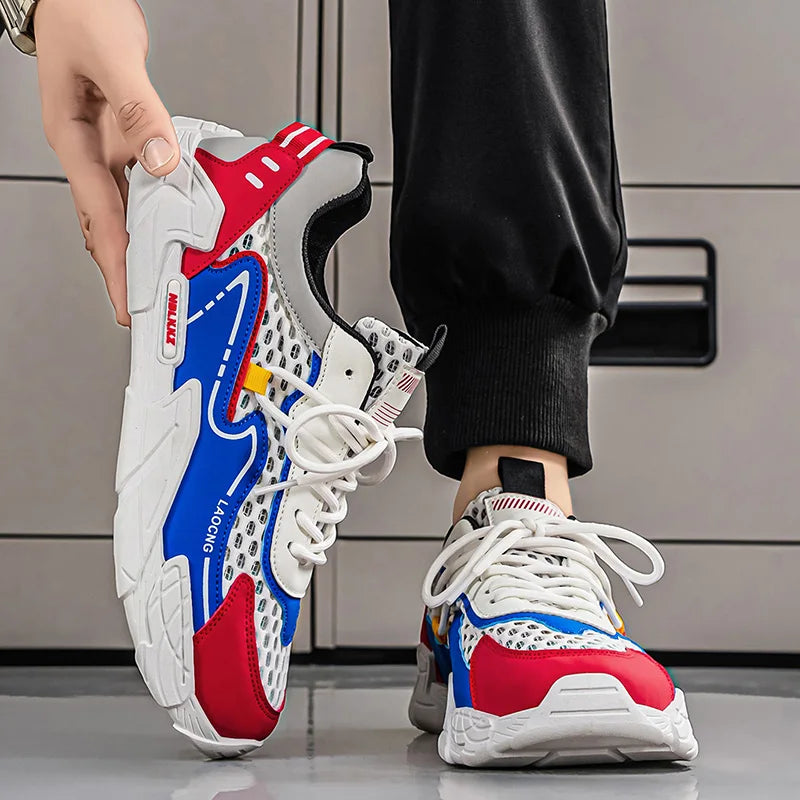 Mens Sports Shoes Summer Mesh Casual Fashion Lace Up Walking Shoes 2026 New Youth Daily Commuting Comfortable Versatile Sneakers