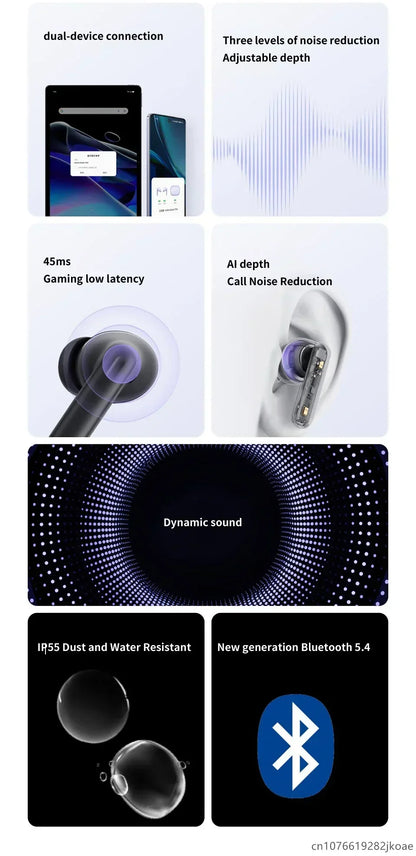 realme Buds T310 Earphones 46dB Active Noise Cancelling HiFi Wireless Headphones Bluetooth 5.4 Game Music Headset Long Standby