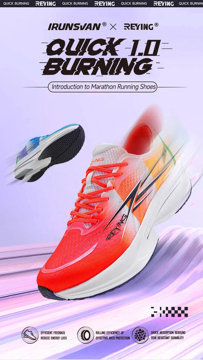 IRUNSVAN Co-Branded Fast Burning 1.0 Carbon Plate Running Shoes for Men's Marathon Training Shock-Absorbing and Breathable