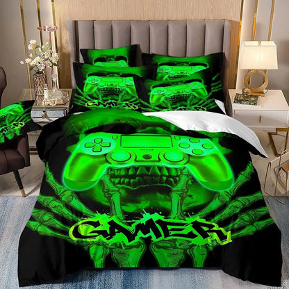 Gamer-Bettwäsche-Set für Jungen und Kinder, Gaming-Bettbezug-Set Queen, Videospiel-Deckenbezug, Bettwäsche-Set mit Playstation-Designs für Teenager und Männer