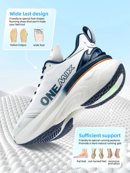 ONEMIX Bumper Max Jogging Running Shoes, Unisex Lightweight Sneakers, Road Wear-Resistant, Fashion Sports Fitness Shoes