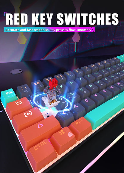 MUCAI MKA610Z Mechanical Color Esports Gaming Keyboard Ergonomic 61 Key Compact Response Fast RGB Light Effect Hot Plug