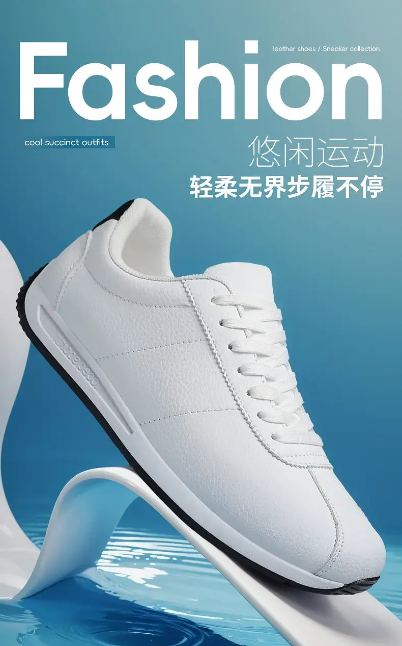 Leisure Running Summer Fashion Anti-Slip Mountaineering PU Leather Sports Shoes, Tennis Trend, Hot Selling Men’s White Flat Shoes