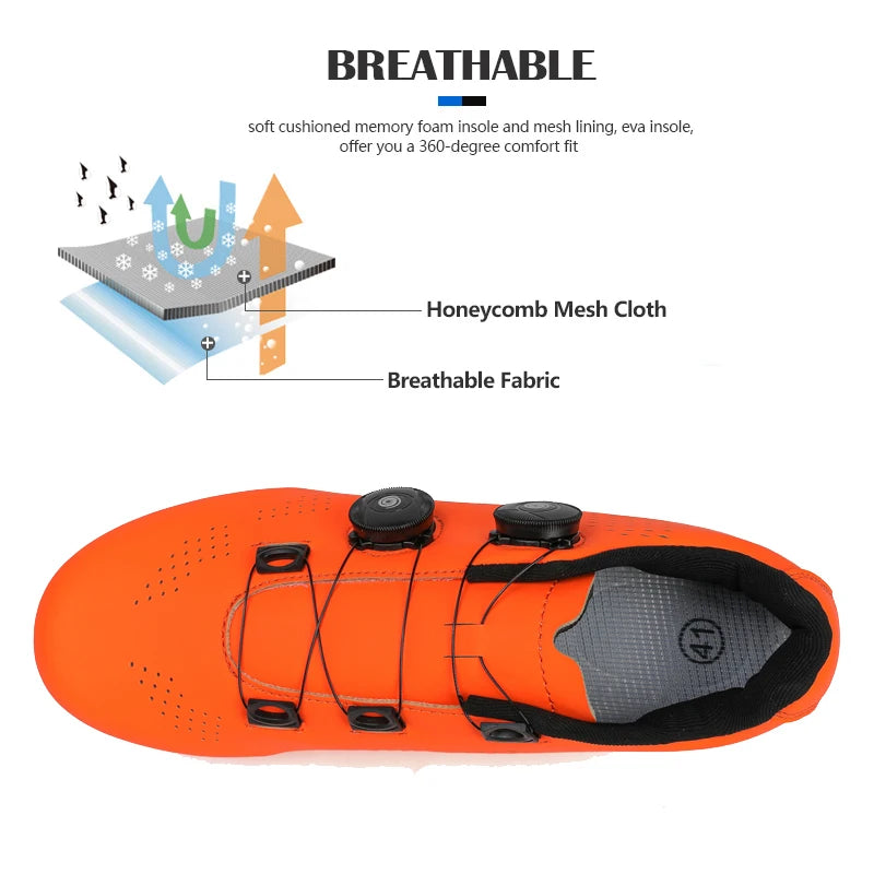 Professional Men's Road Cycling Sneakers, Bike Shoes with SPD MTB Sole, Flat Racing Speed Trail Mountain Bicycle Footwear, Pedal Sports