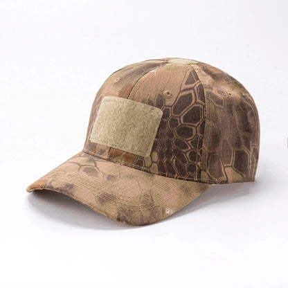 Spring Camo Baseball Cap - Tactical Military Snapback with Hook & Loop Patch Unisex Breathable Sun Hat Outdoor UV Protection
